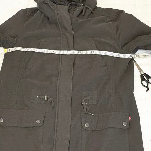 Levi's Hooded Anorak Jacket Women's M | Army Green Cotton Utility Parka - Picture 13 of 15